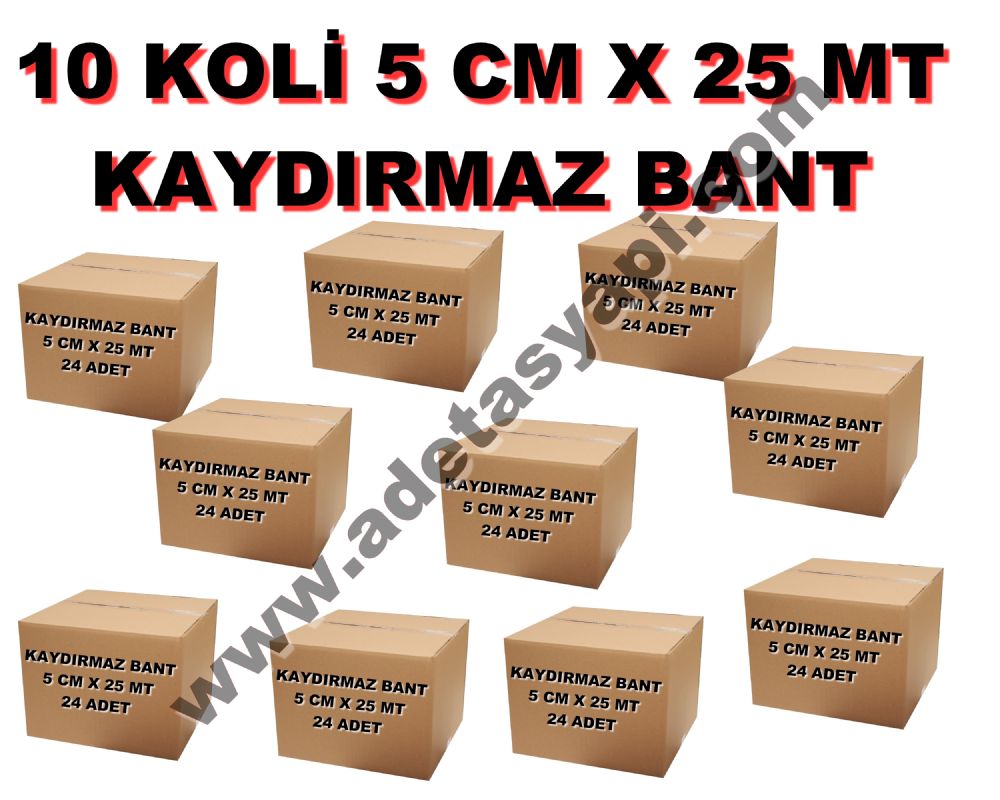 10 KOLİ 5 CM x 25 METRE KAYDIRMAZ BANT